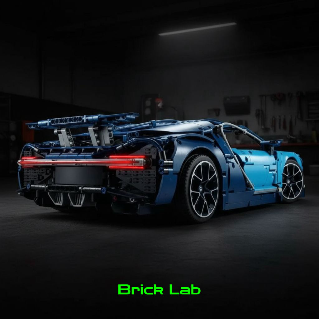 Bugatti Chiron com vista diagonal traseira