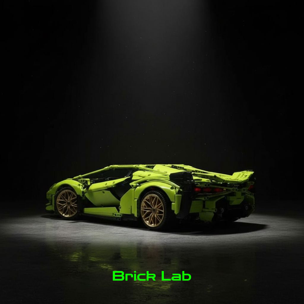 Lamborghini verde com traseira diagonal